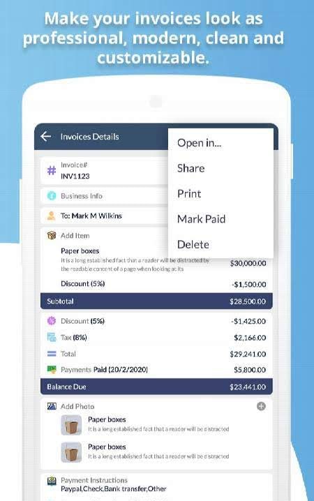 Free Invoice Generator and Estimate Maker, screenshot 3