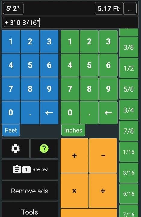 Feet & Inch Construction Calc screenshot 1