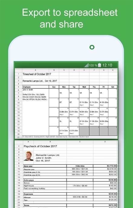 Green Timesheet screenshot 3
