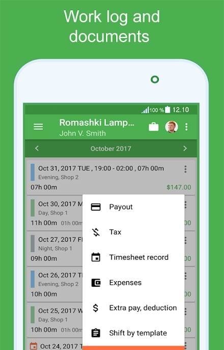 Green Timesheet screenshot 4