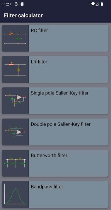 Electronic filter design tool screenshot 4