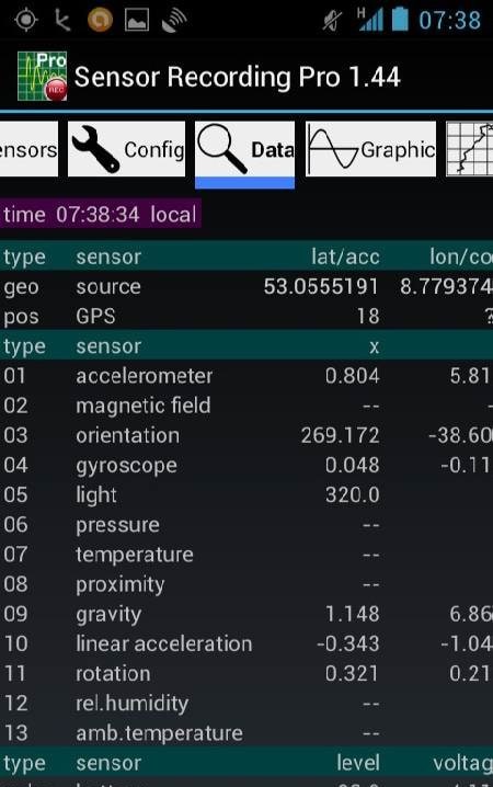 Sensor Recording Lite screenshot 2