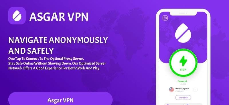 Asgar VPN server selection screen