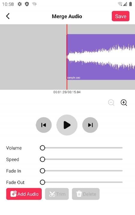Fourth preview of the equalizer settings in Audio Editor & Music Editor