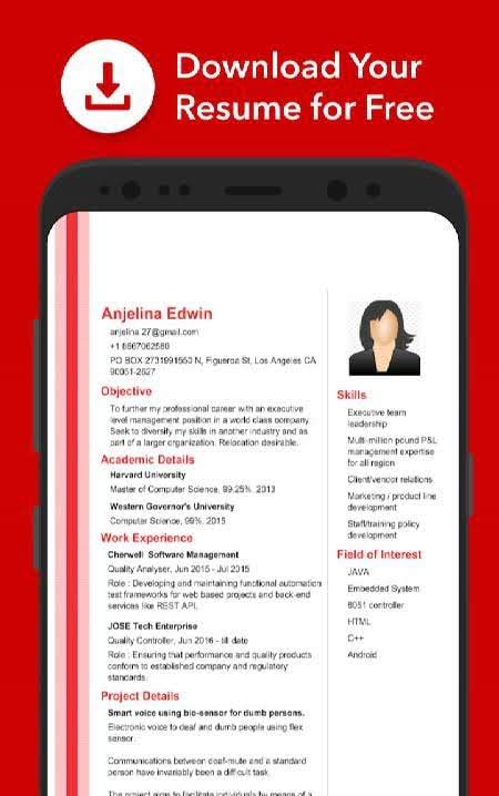 Resume Builder App Free CV Maker & PDF Templates screenshot 4