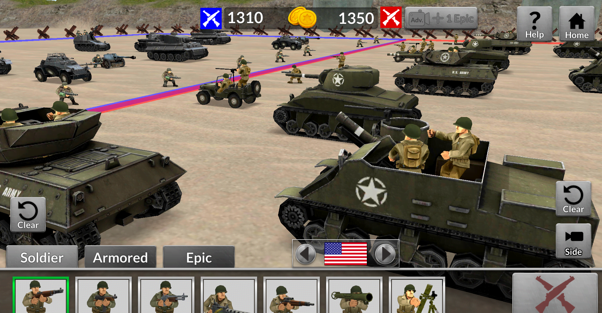 WW2 Battle Simulator tactical battlefield map