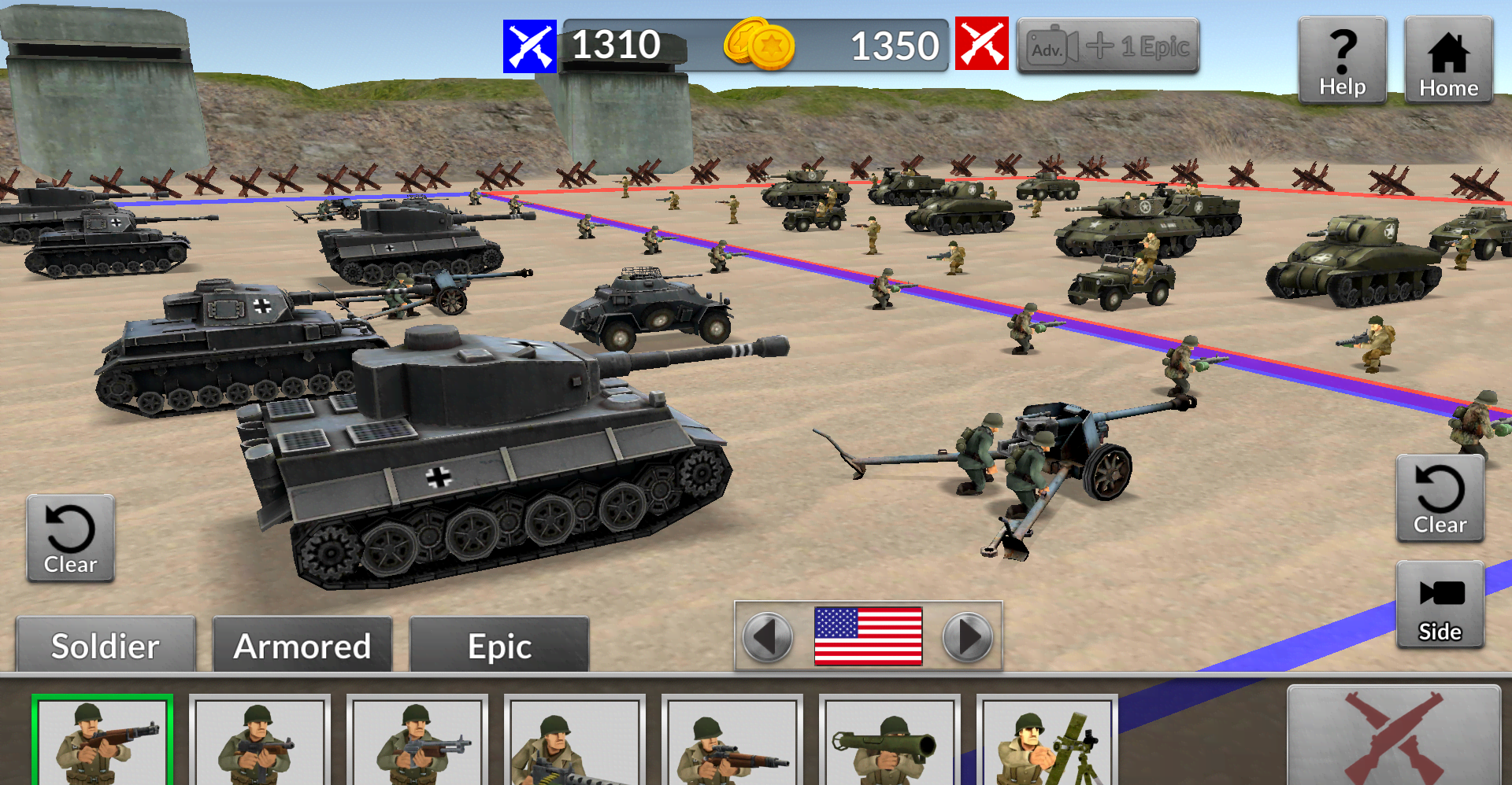 WW2 Battle Simulator combat view