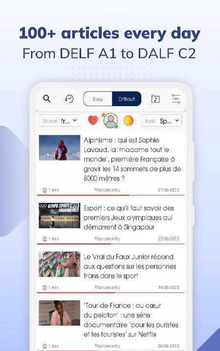 TODAI: Learn French by News app screenshot 2