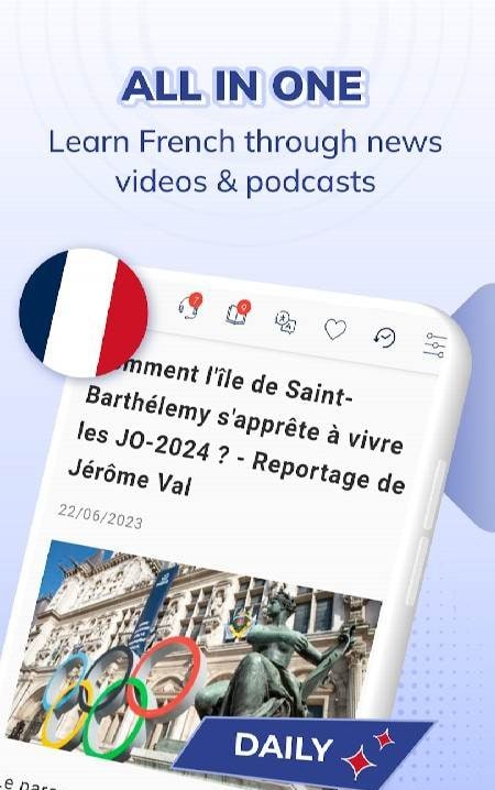 TODAI: Learn French by News app screenshot 1