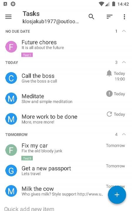Tasks & Notes interface overview