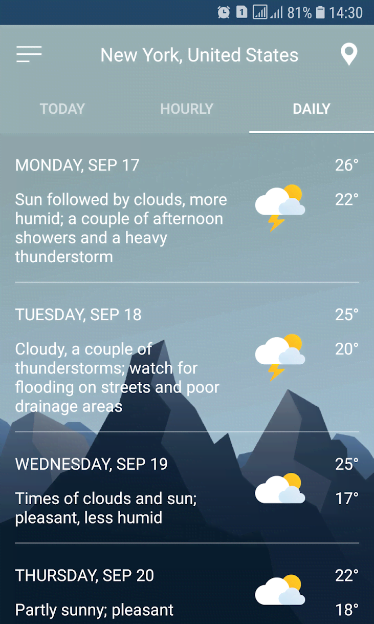 Weather forecast screenshot 3