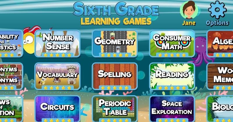 Sixth Grade Learning Games screenshot 1