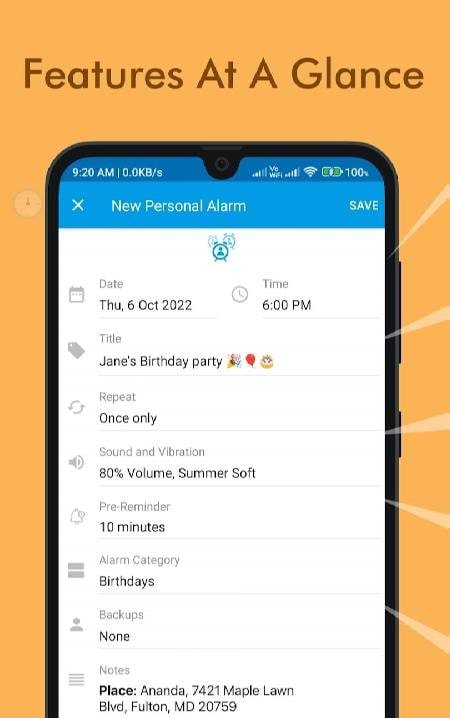 Galarm - Alarms and Reminders screenshot 2