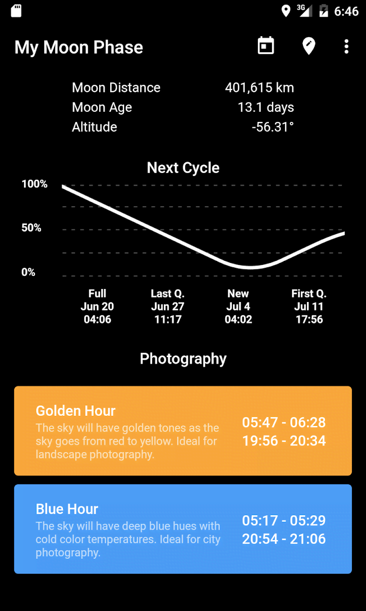 My Moon Phase Pro - Moon, Golden Hour & Blue Hour! screenshot 2