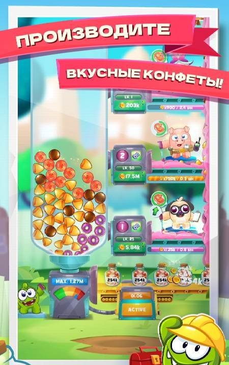 Om Nom Idle Candy gameplay screenshot 1