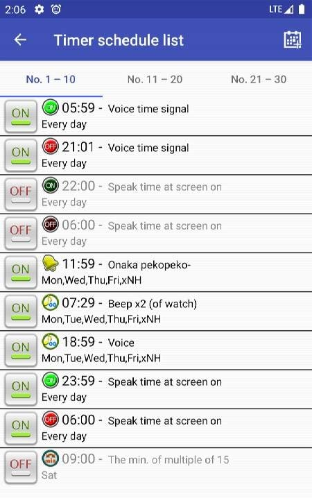 VoiceTimeSignal Pro for Galaxy alert settings