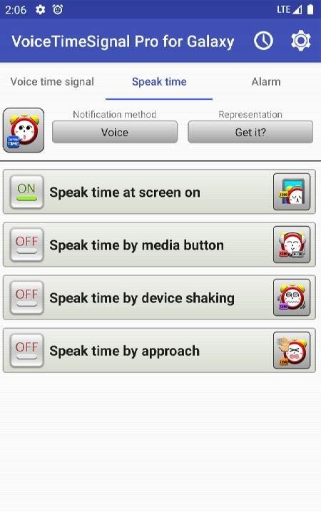 VoiceTimeSignal Pro for Galaxy interface preview
