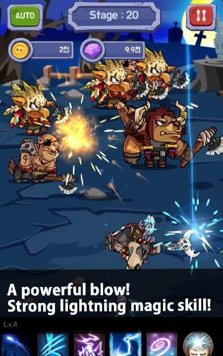Lightning Magician Clicker - RPG character upgrade screen