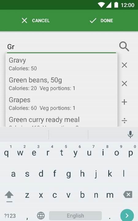 Simple Diet Diary meal logging view