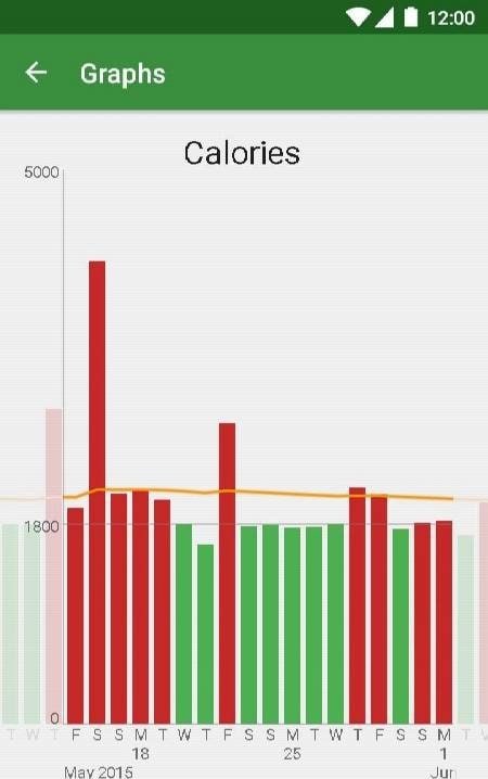Simple Diet Diary activity tracking screen