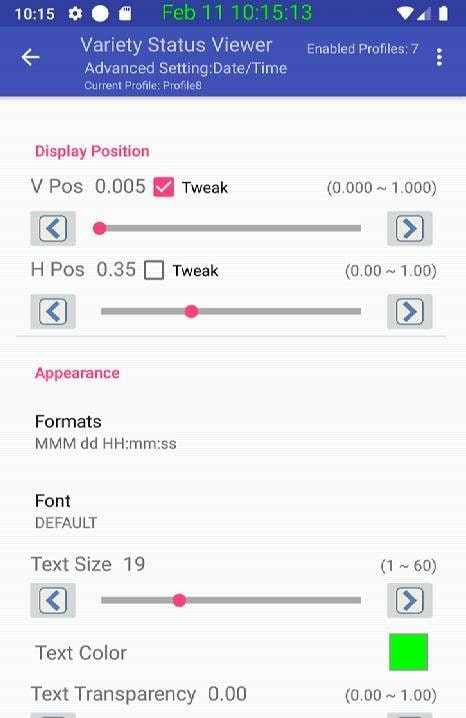 Variety Status Viewer (battery, clock, date, etc) screenshot 4