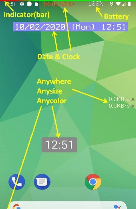 Variety Status Viewer (battery, clock, date, etc) screenshot 1