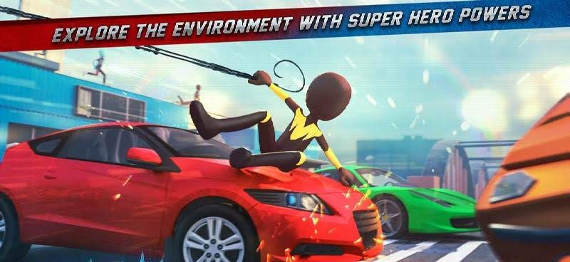 Ice Spider Stickman Rope Hero Gangster City gameplay screenshot 4