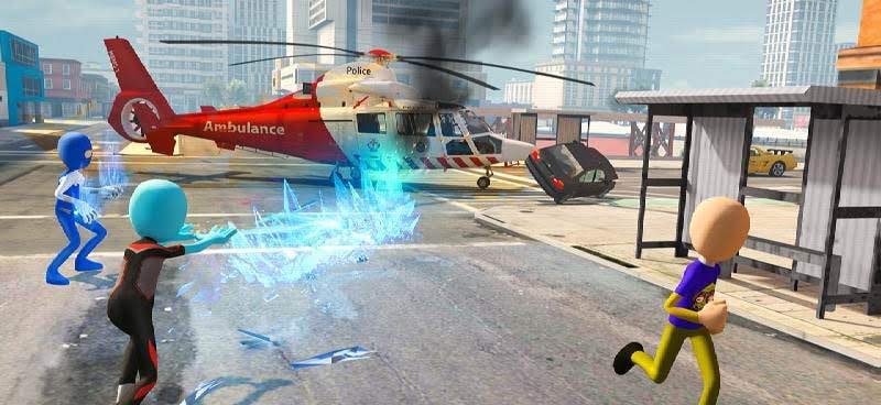 Ice Spider Stickman Rope Hero Gangster City gameplay screenshot 2