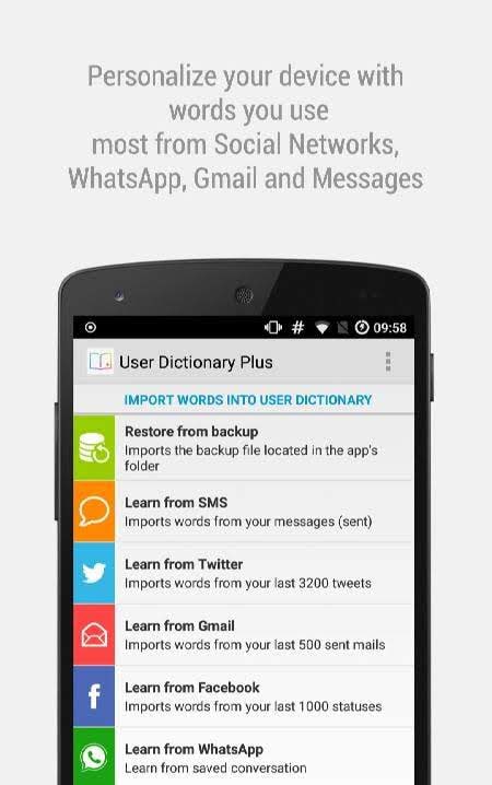 User Dictionary Plus - Type Faster on Your Keyboard! screenshot 1