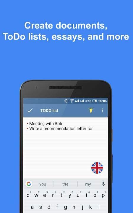 SpellNote - Spell Checker and Notepad settings menu