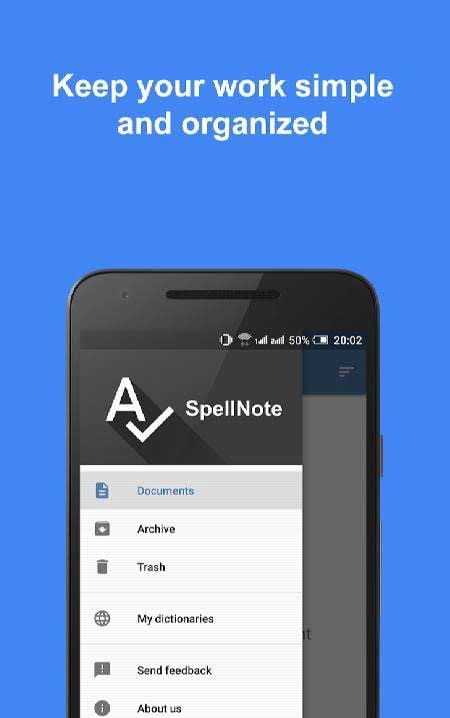SpellNote - Spell Checker and Notepad interface preview