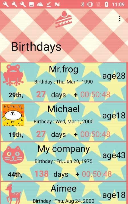 Birthdays Countdown screenshot 1