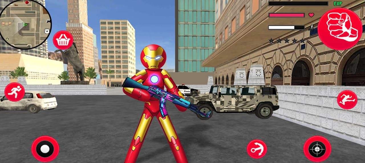 Iron Stickman Rope Hero War Gangstar OffRoad gameplay screenshot 1