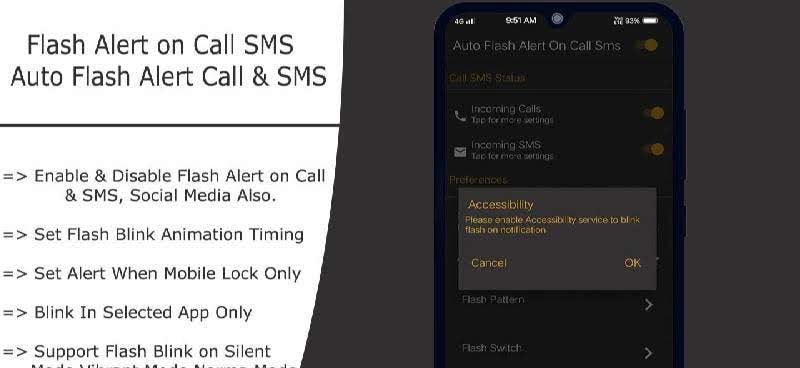Flash on Call and SMS: Automatic Flashlight screenshot 4