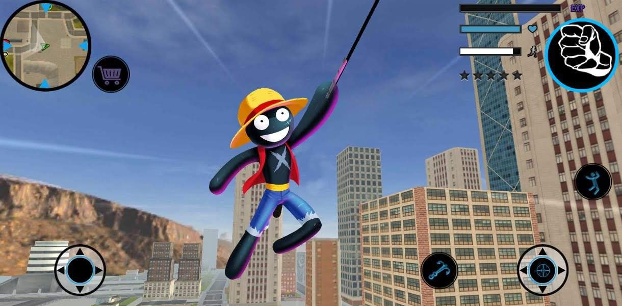 Stickman Rope Hero - Pirate Fight screenshot 2