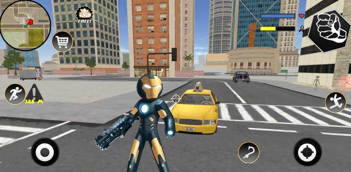 Black Iron Stickman Rope Hero Crime Gangstar gameplay screenshot 1