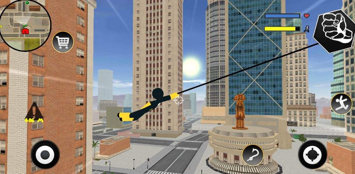 Black Iron Stickman Rope Hero Crime Gangstar gameplay screenshot 4