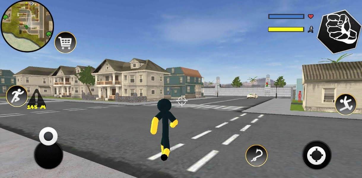 Black Iron Stickman Rope Hero Crime Gangstar gameplay screenshot 2
