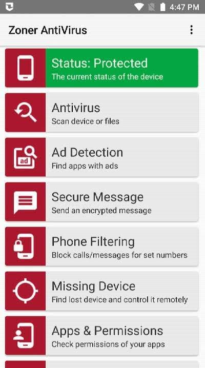 Zoner Mobile Security screenshot 1