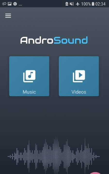 AndroSound Audio Editor preview showing the main editing workspace