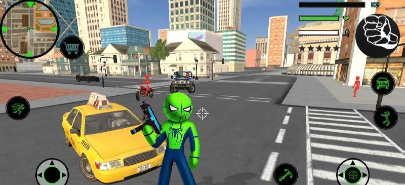 Spider Stickman Rope Hero 2 - Gangster Crime City gameplay screenshot 1