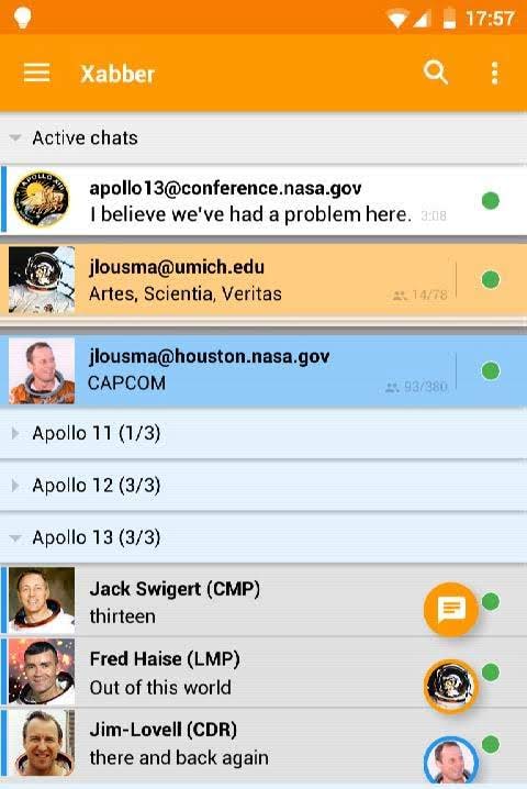 Xabber VIP app preview, first screenshot