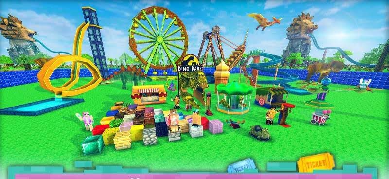 Dino Theme Park Craft: Ride Dinosaur Rollercoaster gameplay screenshot 2
