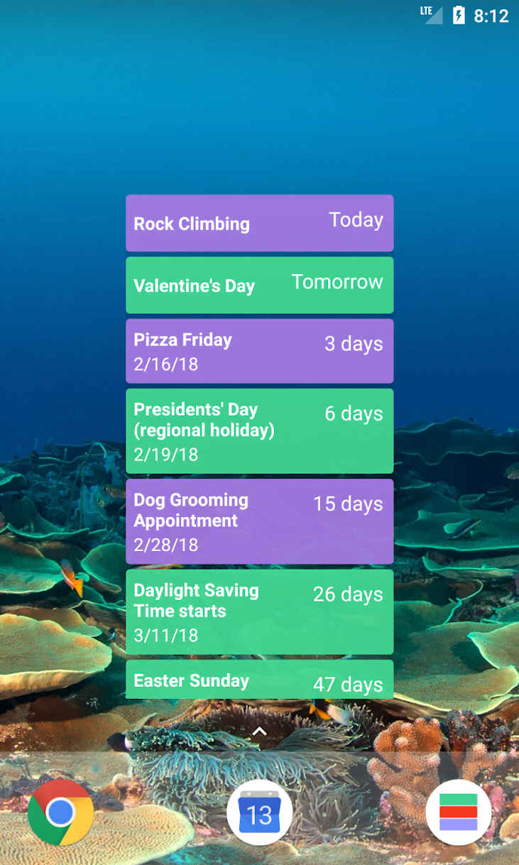 Calendar Countdown List Widget preview 1
