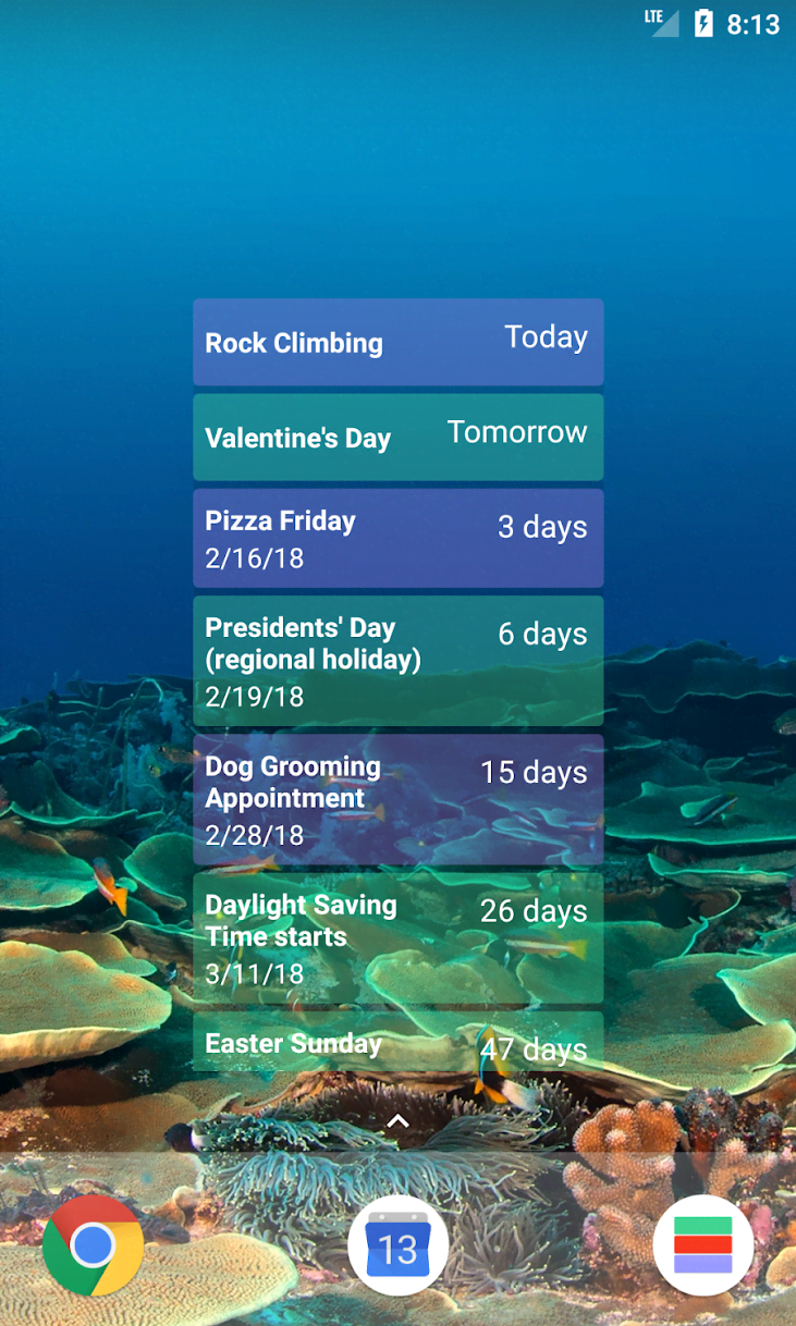 Calendar Countdown List Widget preview 2