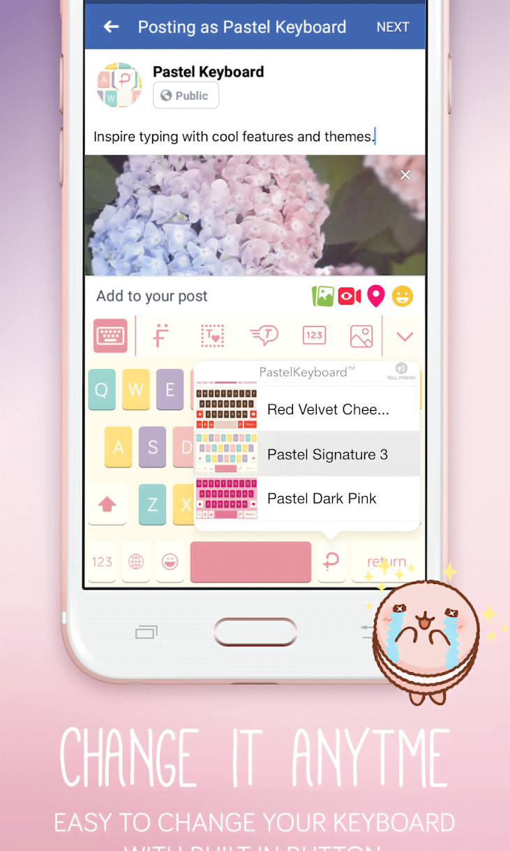 Pastel Keyboard Theme Color - Add colorful design screenshot 3