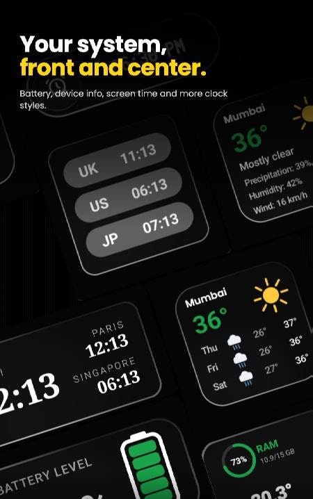 Glass Widgets: Clock, Weather screenshot 2
