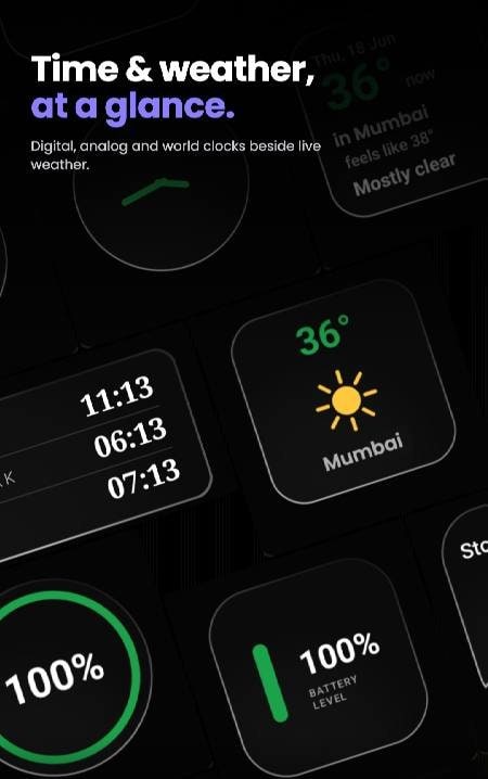 Glass Widgets: Clock, Weather screenshot 1
