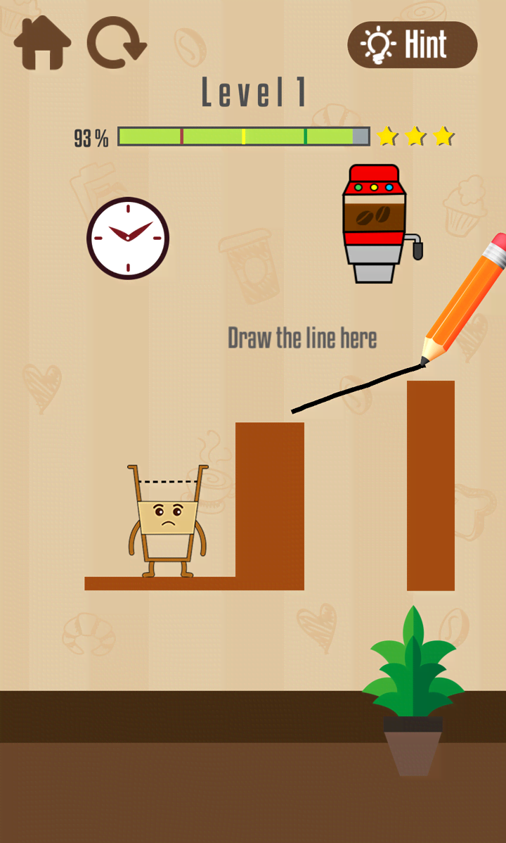 Where's My Coffee? Draw Line gameplay screenshot 1