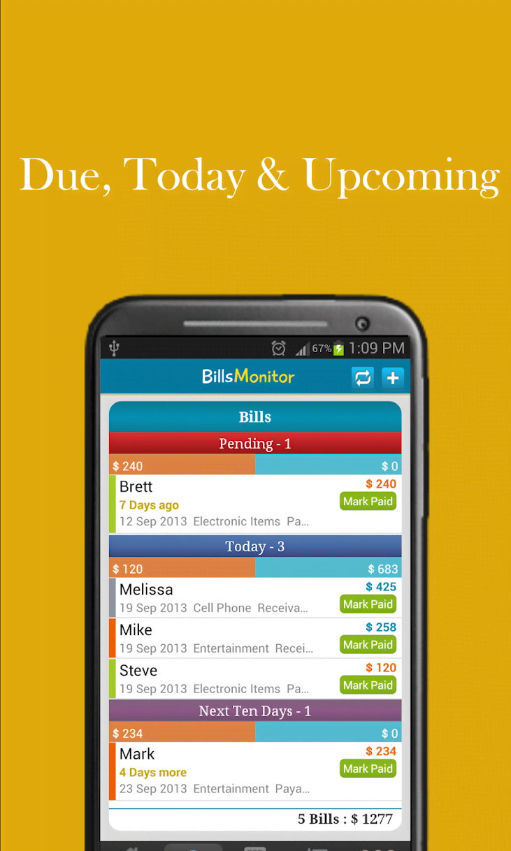 Bills Monitor Reminder screenshot 2